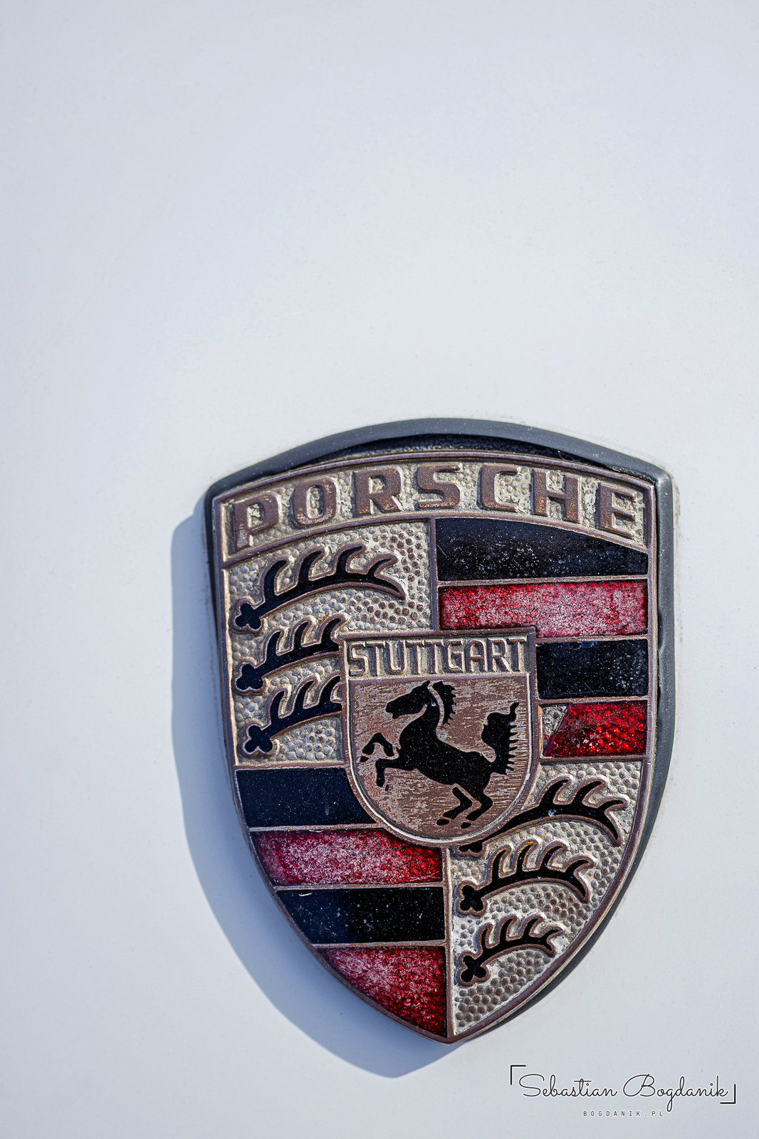 The Porsche crest: the prancing horse comes from the coat of arms of Stuttgart, the antlers and stripes from Württemberg